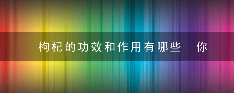 枸杞的功效和作用有哪些 你知道枸杞的正确吃法吗